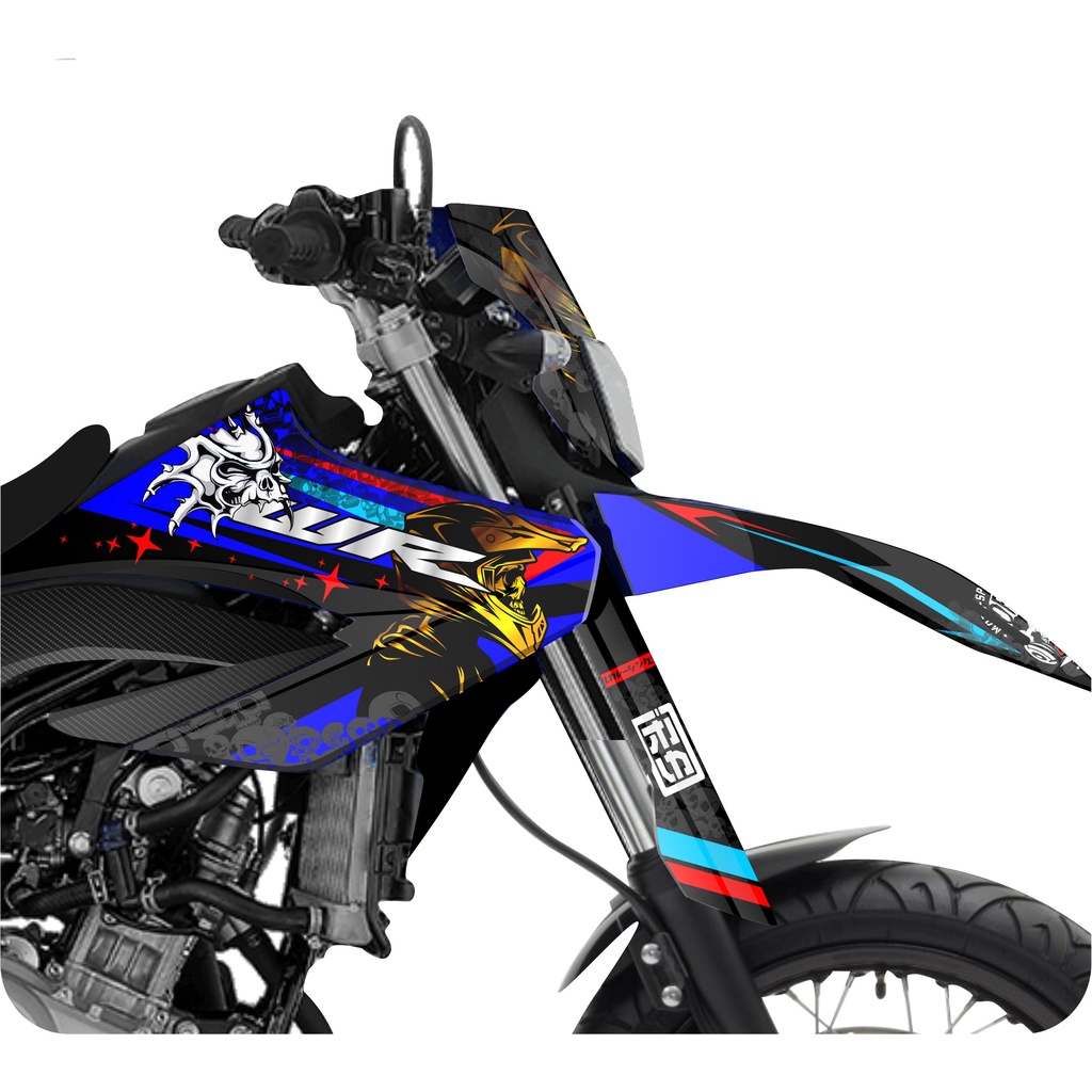 Decal Dekal Sticker Stiker Yamaha WR 155 Super Glossy Supermoto fullbody Merah Biru Pink