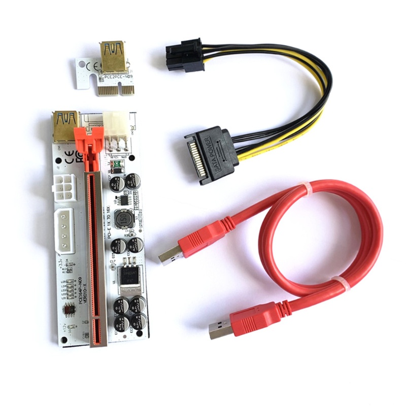 Btsg PCI-E Riser Card Whiteboard PCI-E 1X to16X 6Pin Kartu Riser USB3.0 Extension Cord