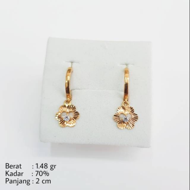 Anting Klip Bunga Emas Kadar 70% (16K) - MV