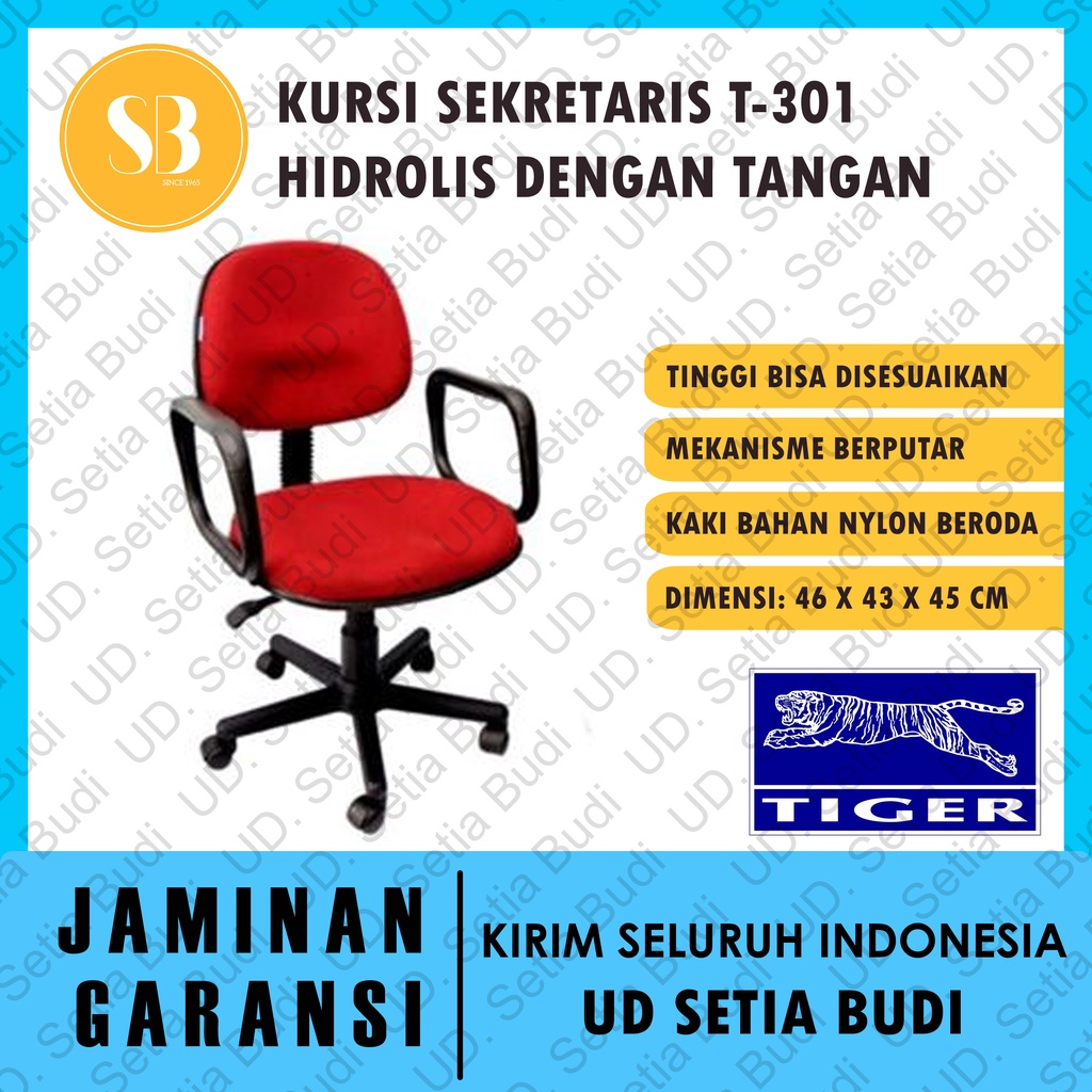 Kursi Kantor Sekretaris Tiger T-301 Hidrolis Dengan Tangan