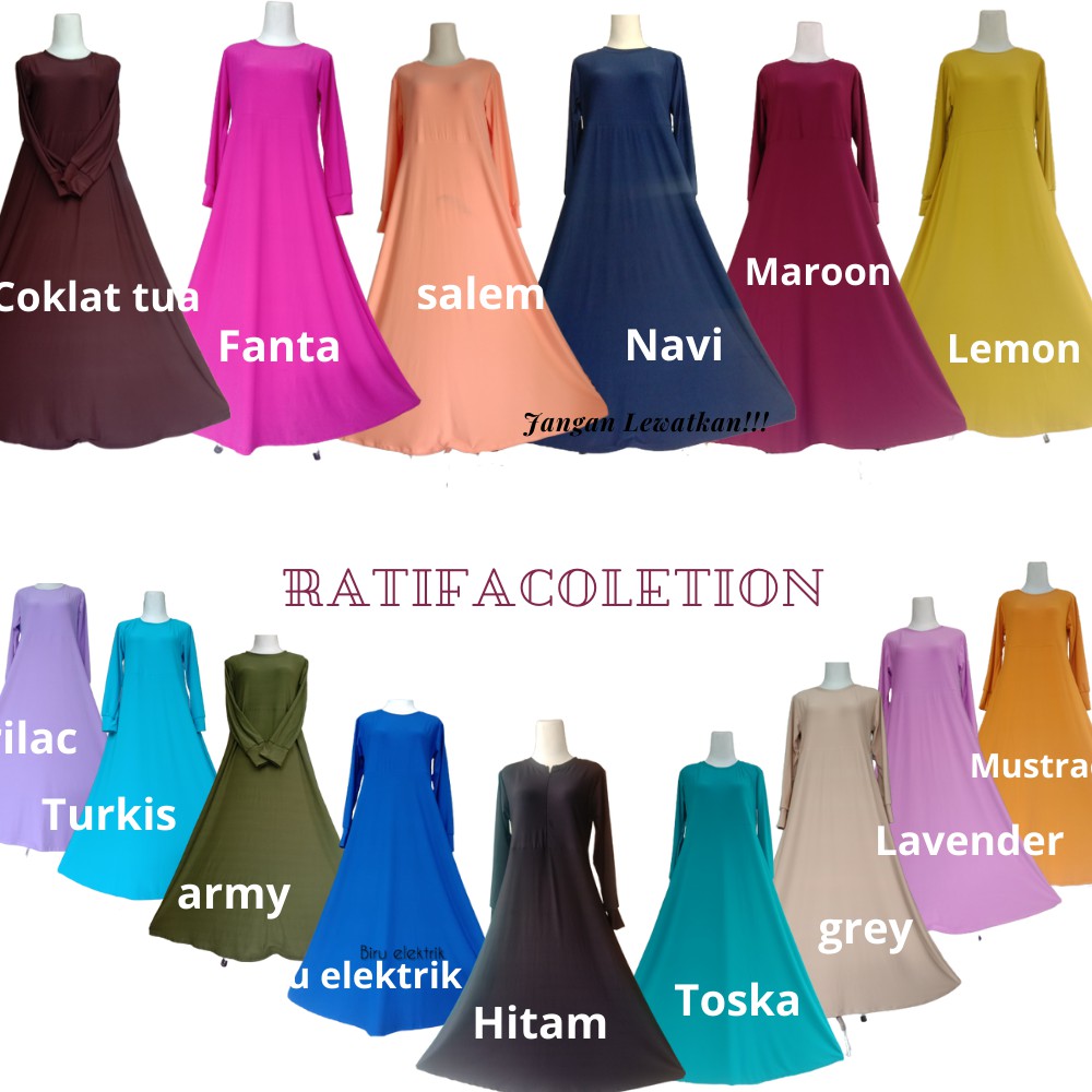 Gamis jersey Polos saku|dress hitam fashion muslim gamis jersey premium ||Ratifa collection