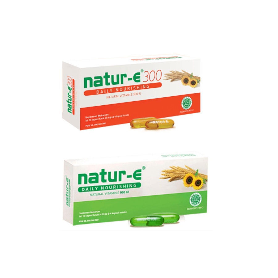 NATUR E VITAMIN KULIT KAPSUL / NATUR E 100 / NATUR E 300 / NATUR E ADVANCED / ISI 16 KAPSUL / 32 / K