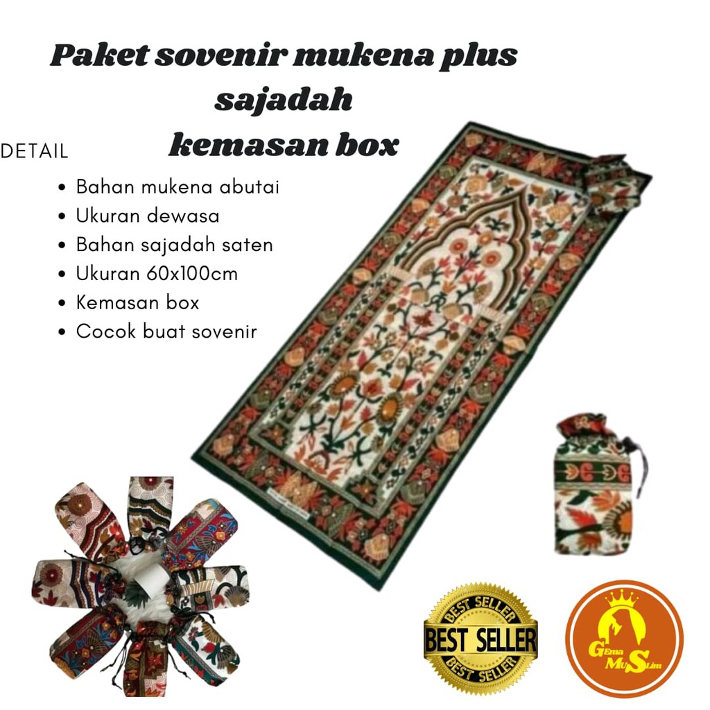 paket sovenir mukena dan sajadah  plus box