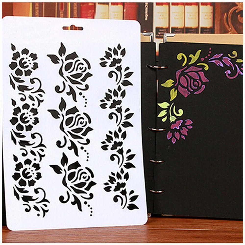 R-flower Layering Stencils DIY Scrapbooking Plastik Lukisan