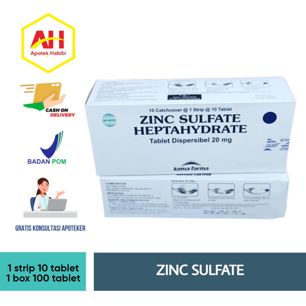 Jual ZINC SULFATE HEPTAHYDRATE ZINK JINC JING 20MG PERSTRIP ISI 10 TABLET KF Shopee Indonesia
