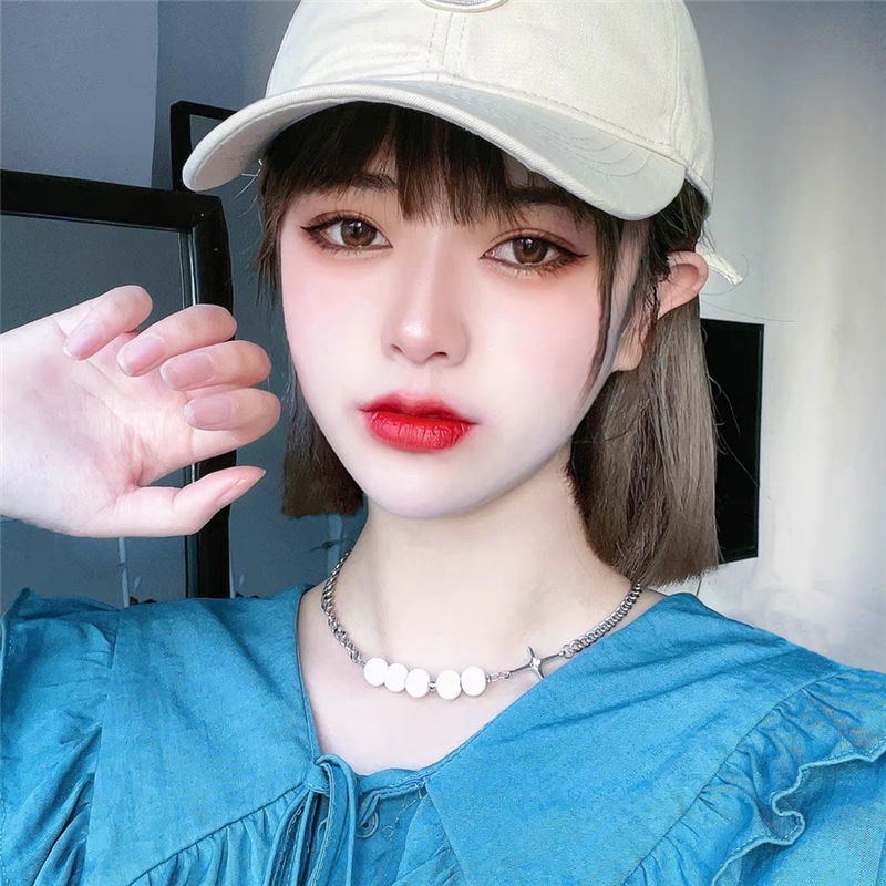 Cahaya Mewah Minoritas Reflektif Mutiara XINGX Berbentuk Hati multi-part Kalung Perempuan hip hop ins Trendi choker sweater c