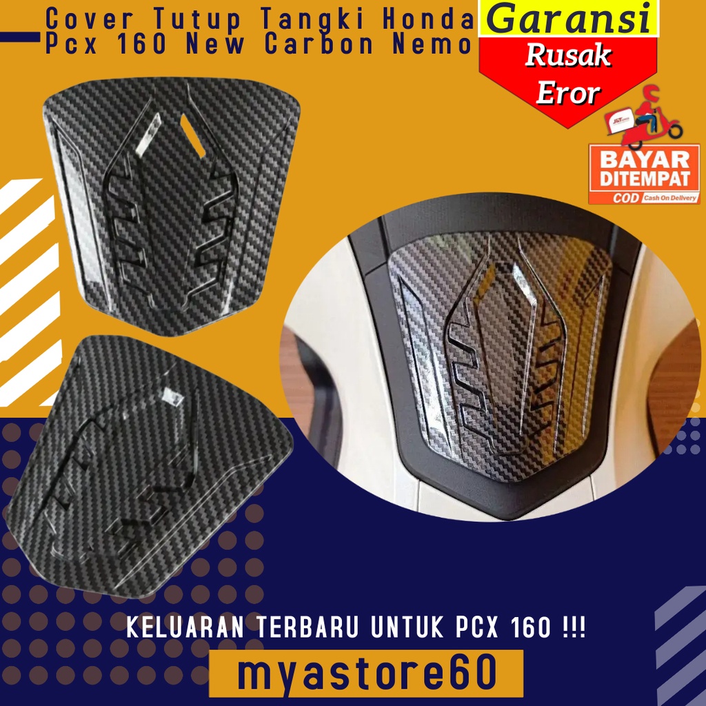 Cover Tangki Carbon Tutup Tanki Tengki Aksesoris Variasi Sparepart Motor Honda Pcx 160 New Carbon Karbon Original Nemo