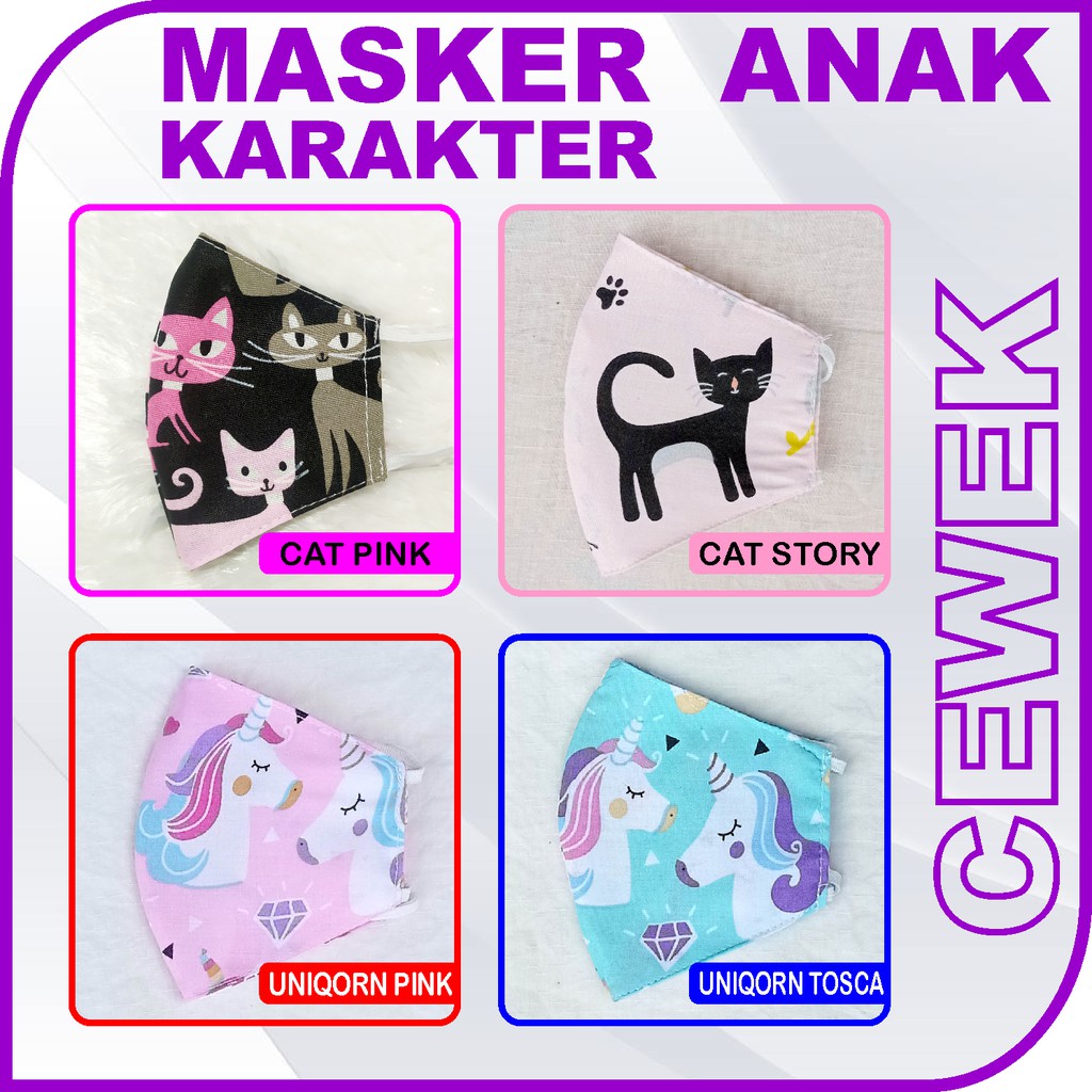 Masker Kain Anak 4 Ply Model Duckbill Bisa diisi Tisu