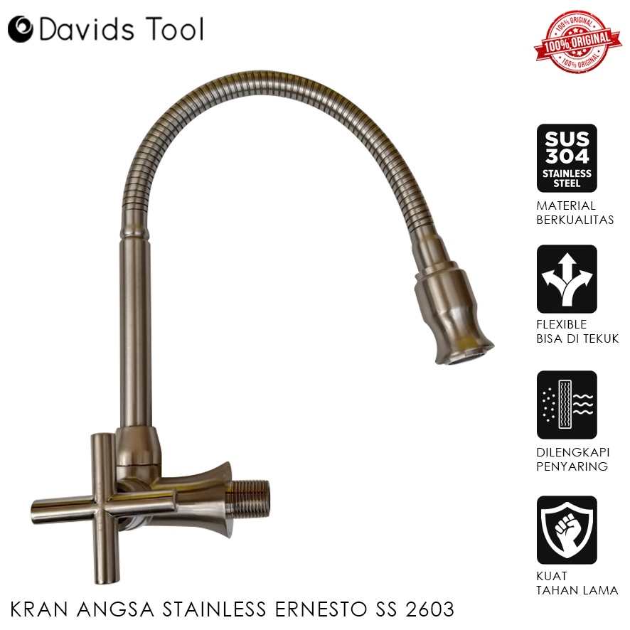 Kran Angsa Fleksibel Keran Air Cuci Piring Dapur Stainless Ernesto SS2603