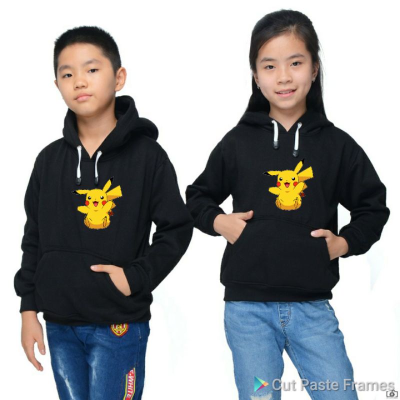 JAKET ANAK HOODIE LOGO POKEMON KEREN