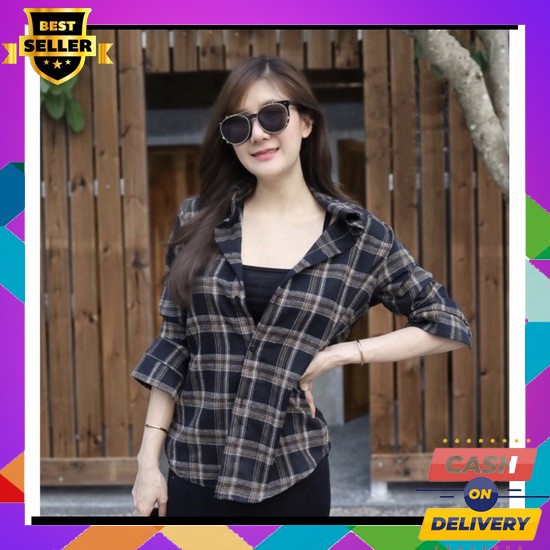 Mala Blouse Oversize Kemeja Wanita Oversize Baju Wanita Kerja Atasan Afi - Ec - Kemeja Burberry