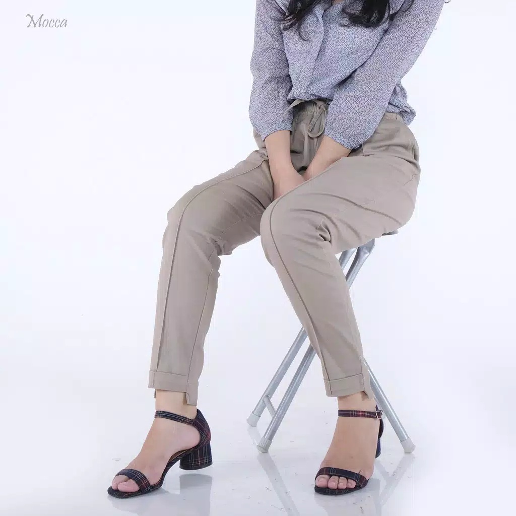 Celana Baggy Pants Wanita | Celana Panjang Wanita Katun Twill Combed Diamond Stretch | Celana Wanita