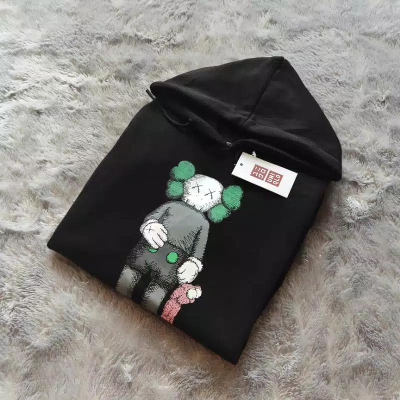 SWEATER HOODIE UNIQLO PREMIUM MIRROR FULLTAG-H. TENTENG HITAM