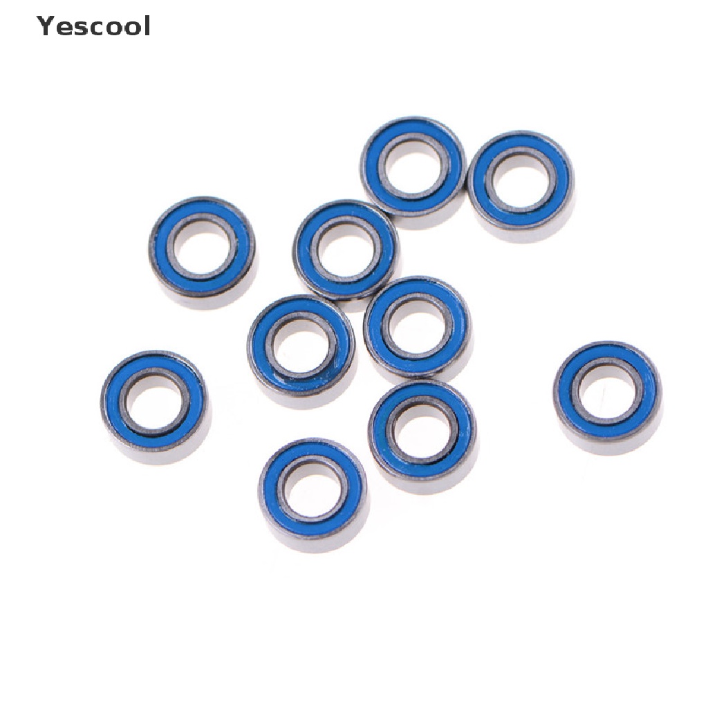 Yescool 10pcs MR105-2RS Bearing Miniatur Bahan Karet Ukuran 5x10 x 4mm Warna Biru