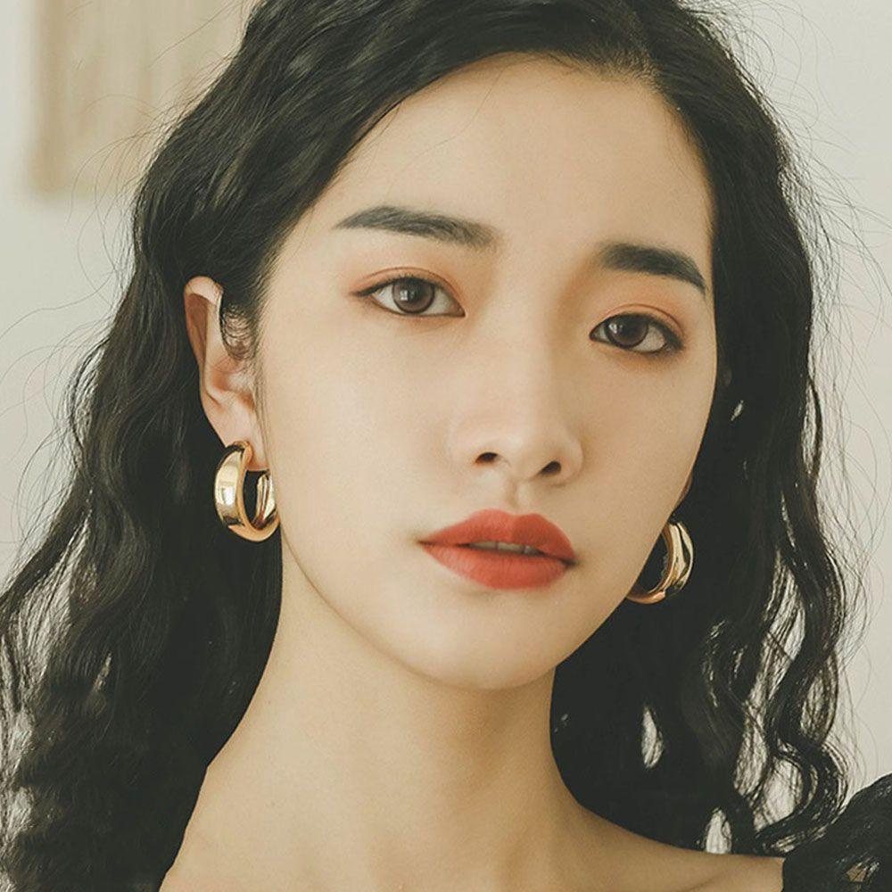 Mxbeauty Anting Tusuk Gantung Bentuk Lingkaran Lebar Gaya Hip Hop Untuk Wanita