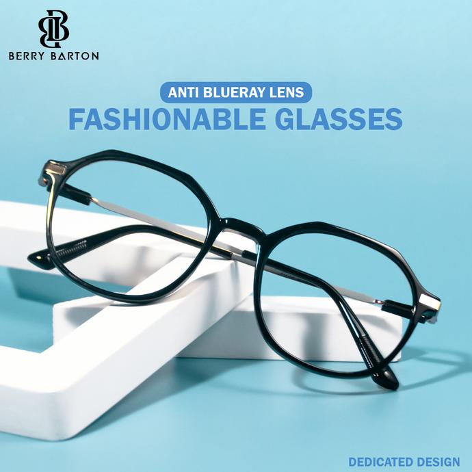Berrybarton Kacamata Segi Enam Frame Terbaru Anti Anti Radiasi T2053