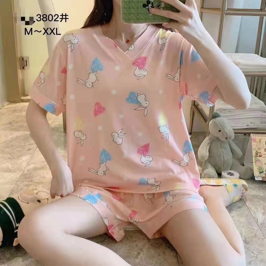 korea set setelan / baju tidur piyama wanita lengan pendek / motif / baju tidur / piyama / pakaian wanita korea