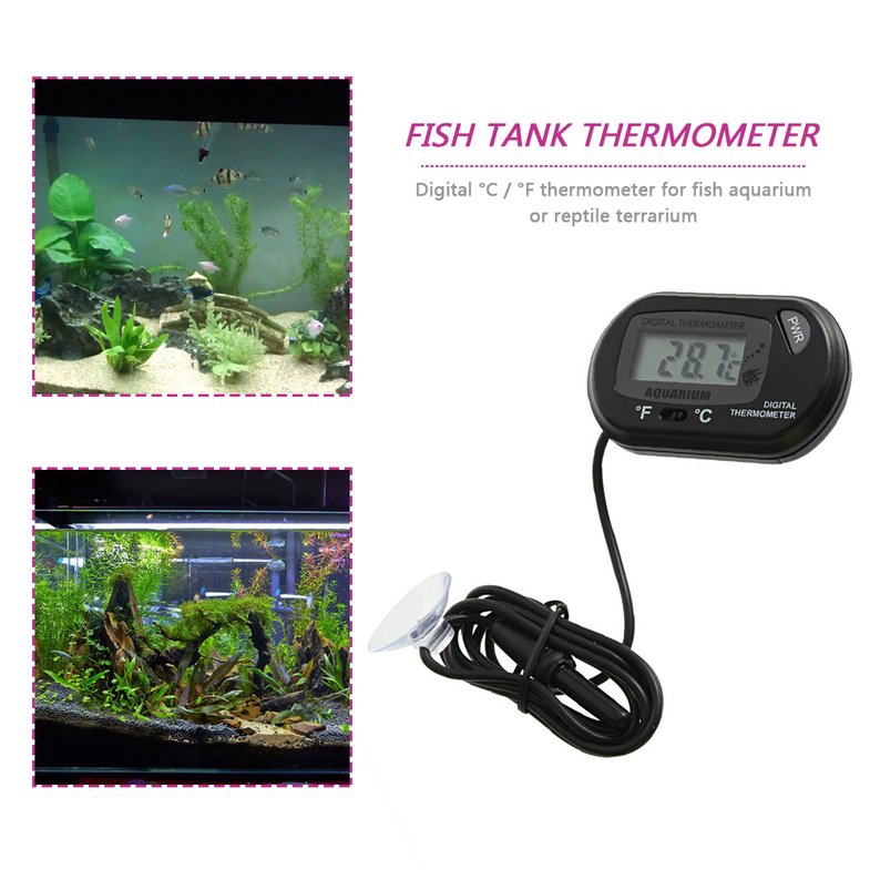 Lcd Digital Fish Aquarium Thermometer Water Terrarium Free Extra Batteries Shopee Indonesia