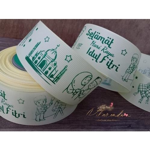 

♀ GALB-212 : Pita Lebaran / Pita Idul Fitri Grosgrain 3,8cm (per rol) - kuning muda ←