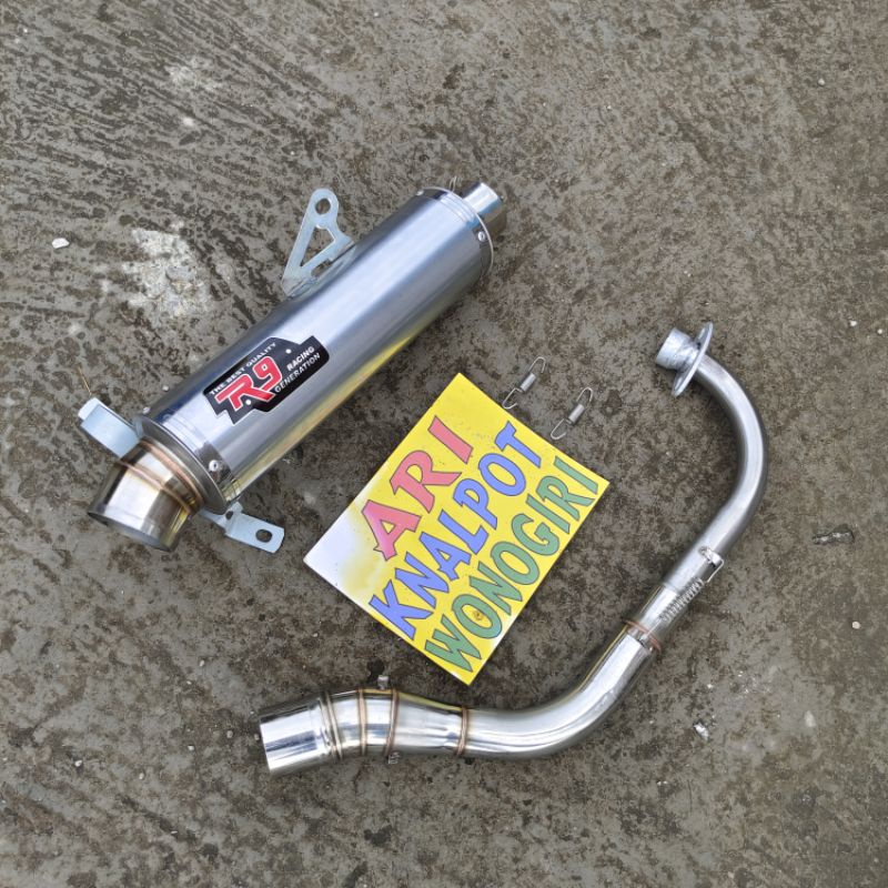 Knalpot R9 ala original bulat panjang cantol paten N-MAX AEROX MIO VARIO BEAT