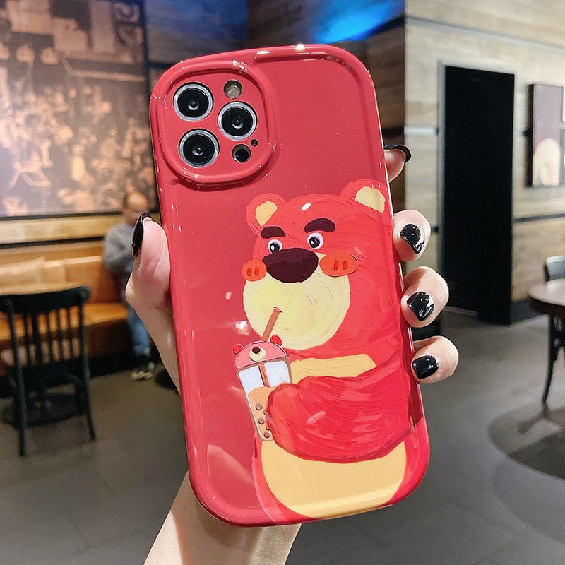 Soft Case Silikon Motif Beruang Pink Kuning Cover IPhone 12 13 11 Pro Max X Xs Max Xr 7 8 Plus Zxcv