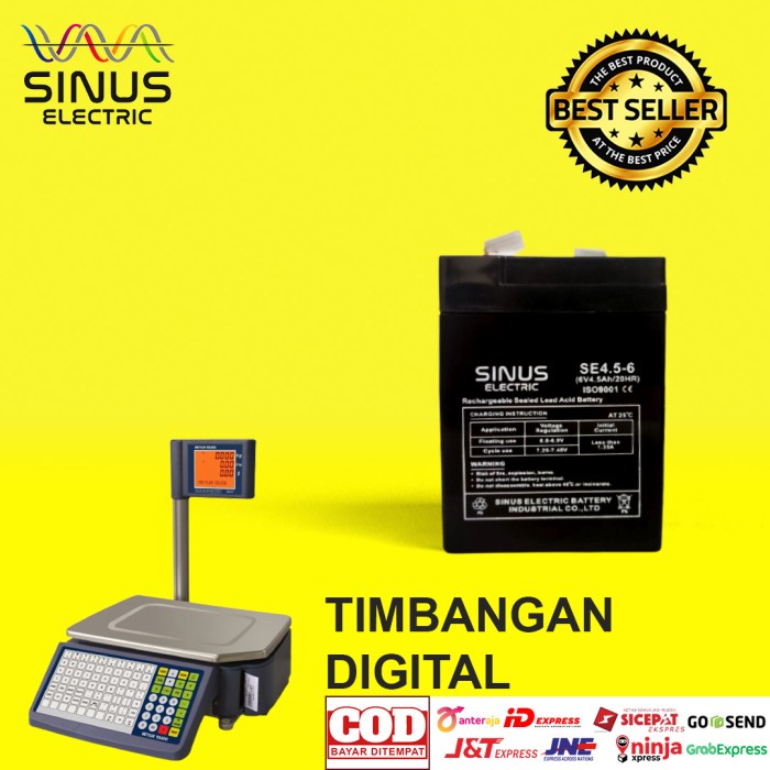 Aki timbangan digital 6V 4.5Ah Aki timbangan digital VRLA sinus 4.5-6