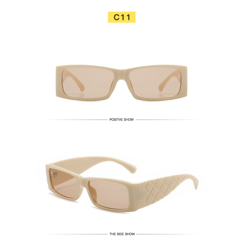 2022 Kacamata Hitam Vintage Retro Lensa Persegi Panjang UV400 Frame Transparan Untuk Wanita