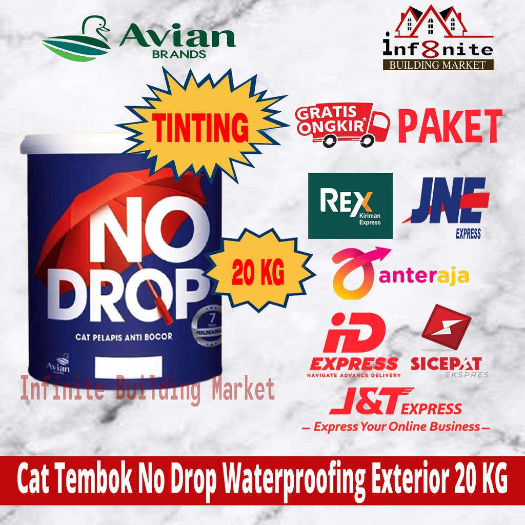 Cat Tembok No Drop Waterproofing Exterior Nodrop Tinting 20 KG Paket