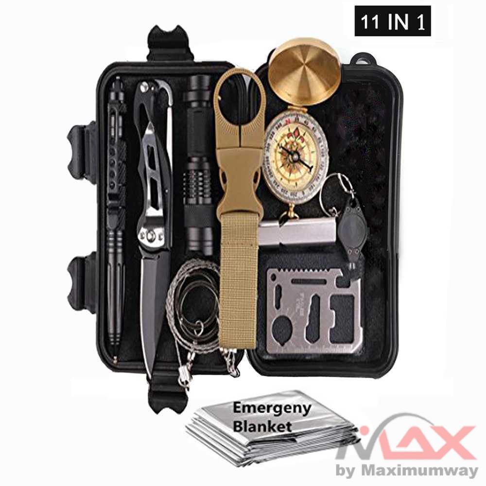 Survival Kit 11 in 1 Multifunctional First Aid SOS Tools. - 039 Warna Hitam