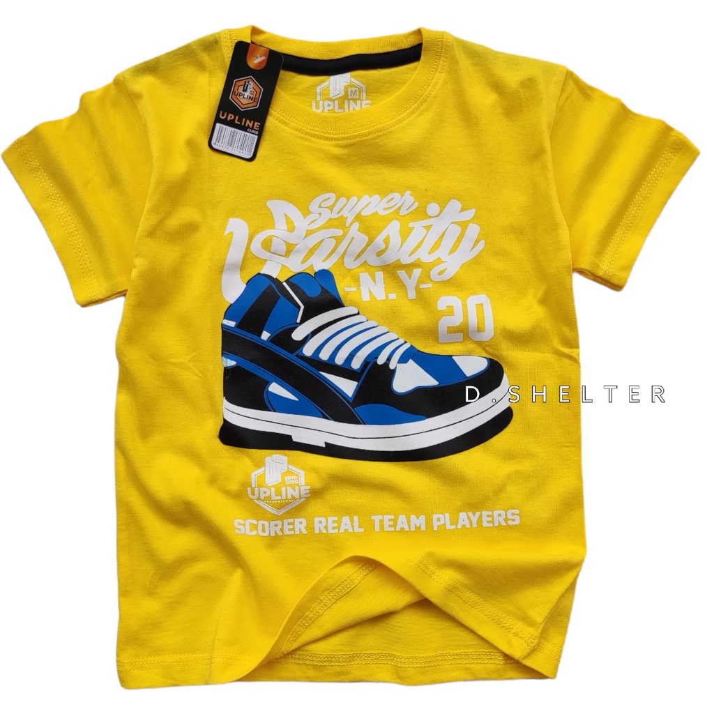 Baju Kaos Distro Anak Upline Kuning Sepatu/D.shelter