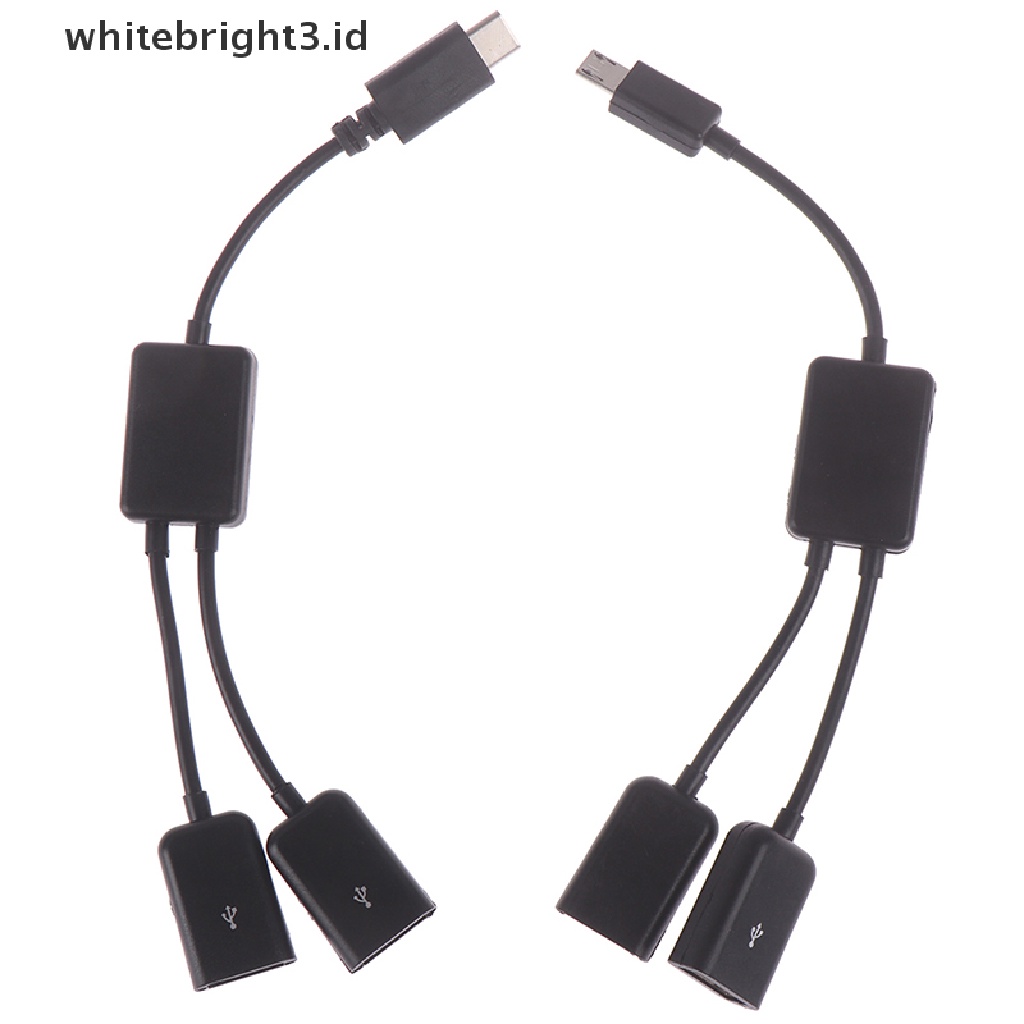(whitebright3.id) Adaptor splitter Kabel Micro usb / type c Ke 2 otg female