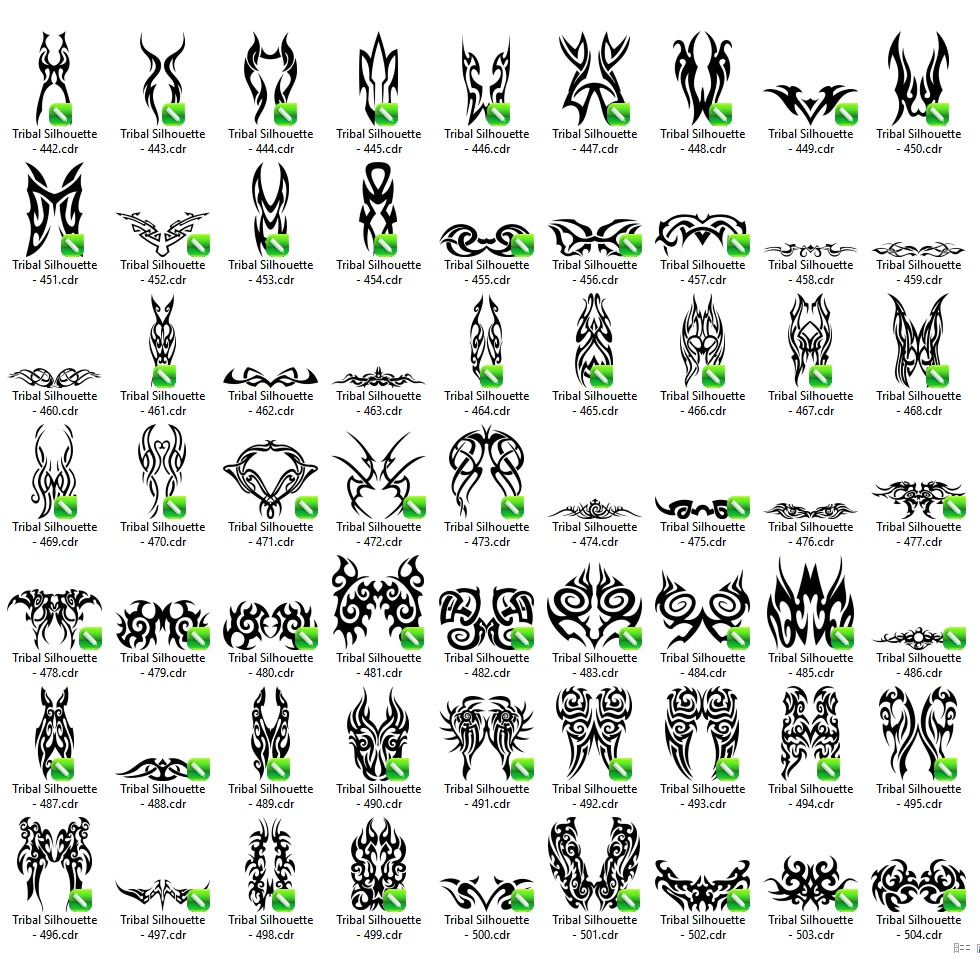 640 Tribal Silhouette Vector Set - Coreldraw