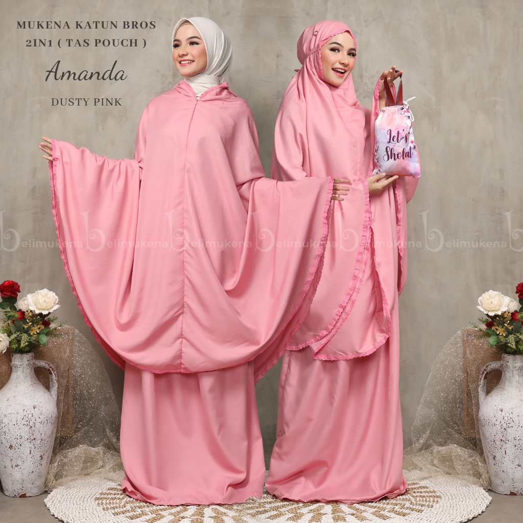 Mukena Dewasa Katun 2in1 Bros Tas Pouch Amanda