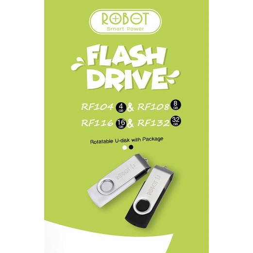 Flashdisk ROBOT USB 2.0 4GB , 8GB , 16GB , 32GB (RF104, RF108, RF116, RF132) 100% ORIGINAL GARANSI RESMI