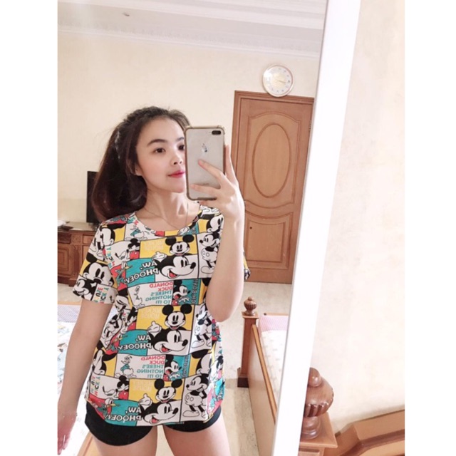  Kaos  Katun Import  Lucu Wanita  Mickey comic fullprint 