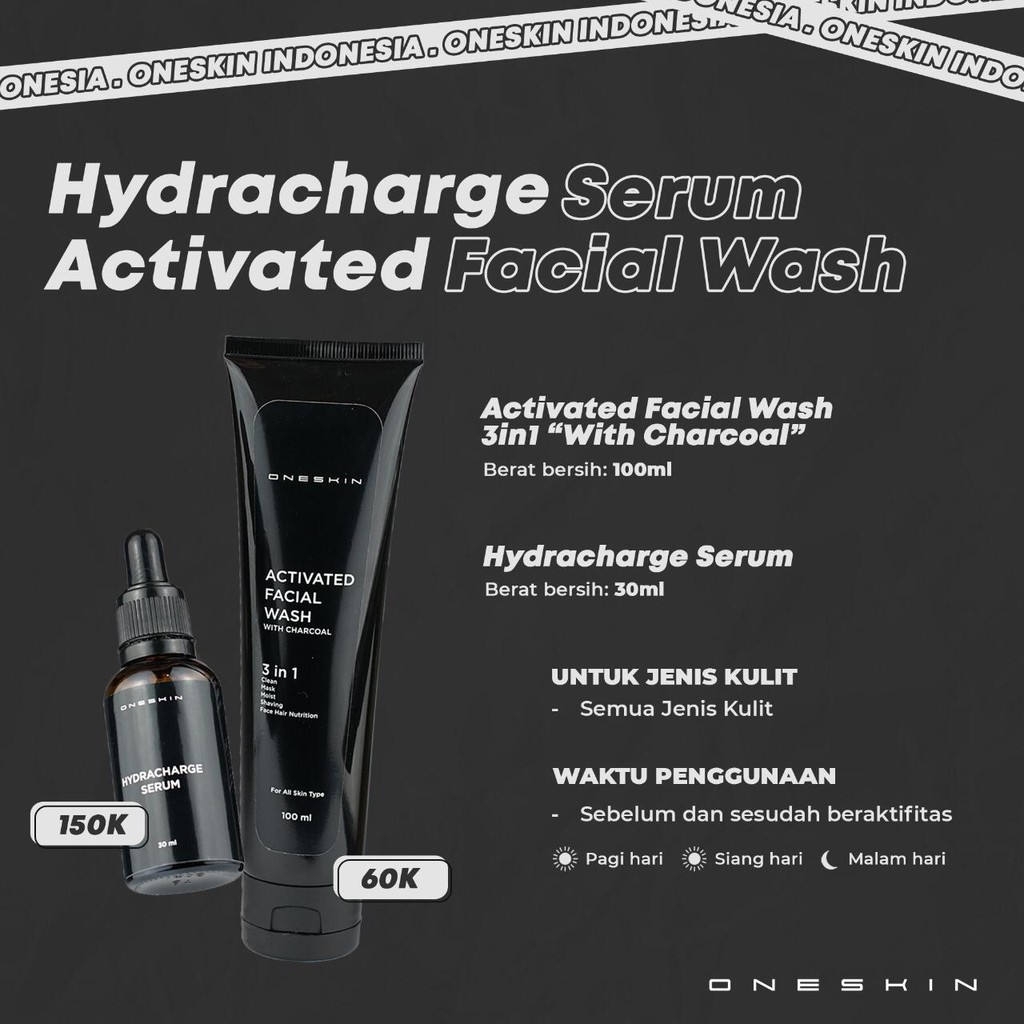 Oneskin Paket Handsome – Membersihkan, Mencerahkan dan Melembabkan Kulit Wajah Pria