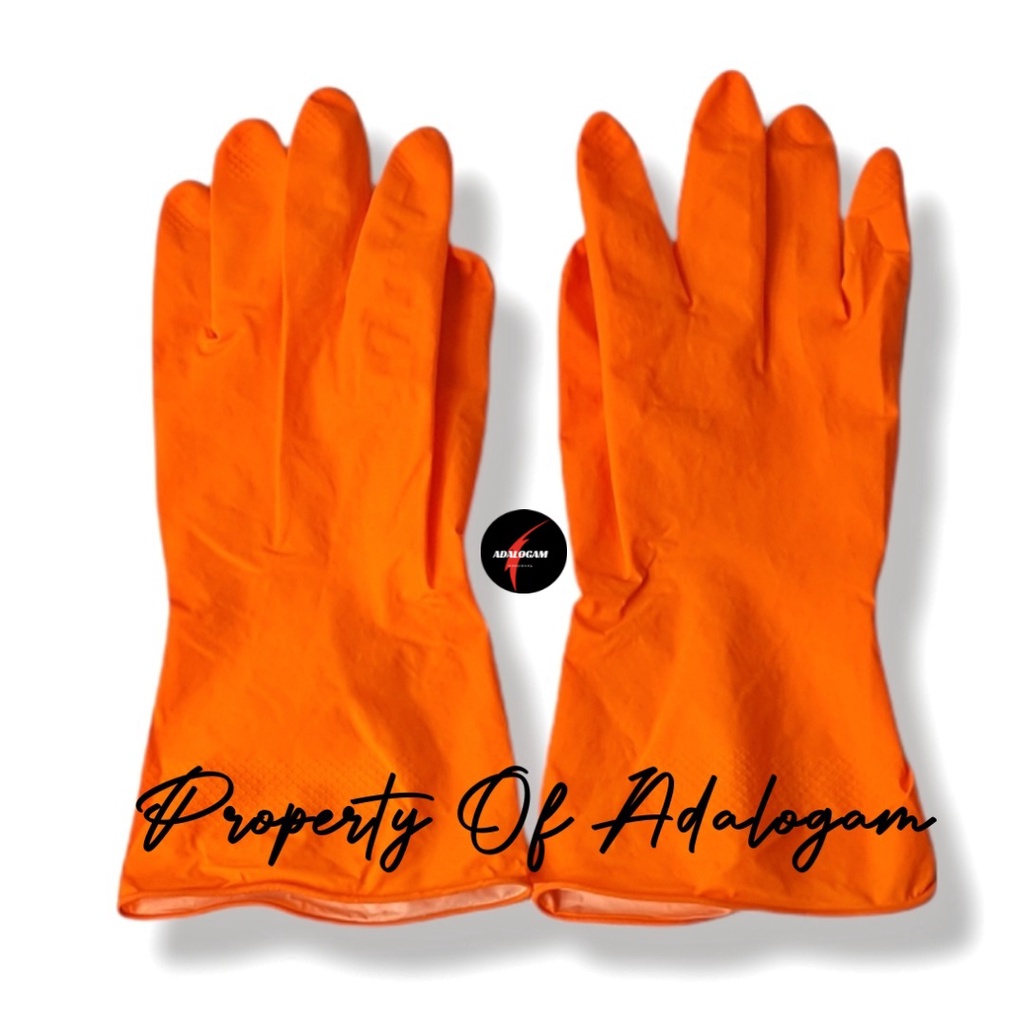 Sarung Tangan Karet Latex Orange - Latek Household Gloves