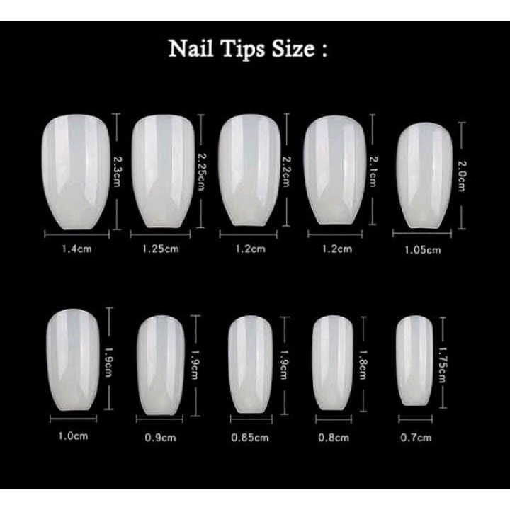 100PCS KUKU PALSU FAKE NAILS KUPAL COFFIN SHORT OVAL LONG OVAL HALFTIP 100PCS TRANSFARAN NATURAL