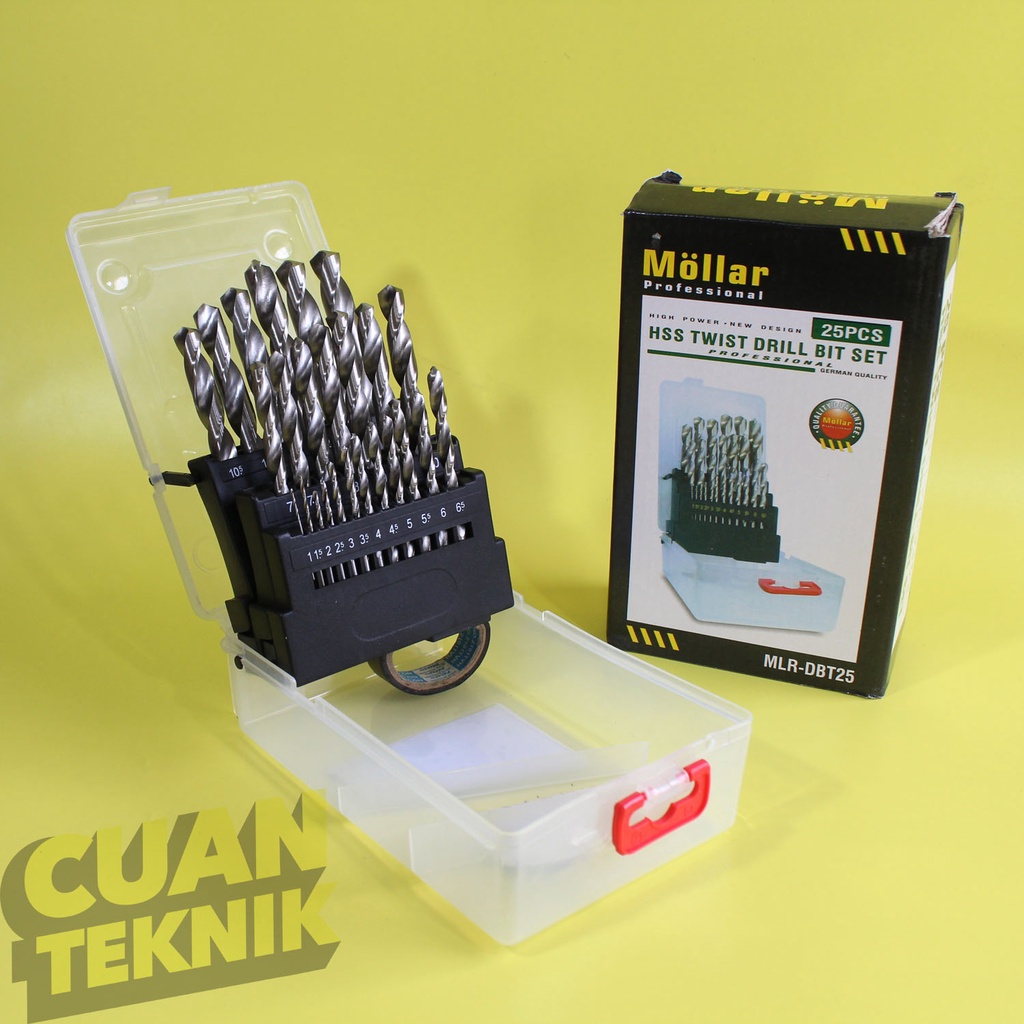 Mata Bor Besi Set 25 Pcs MOLLAR Mata Bor Alumunium Baja Ringan