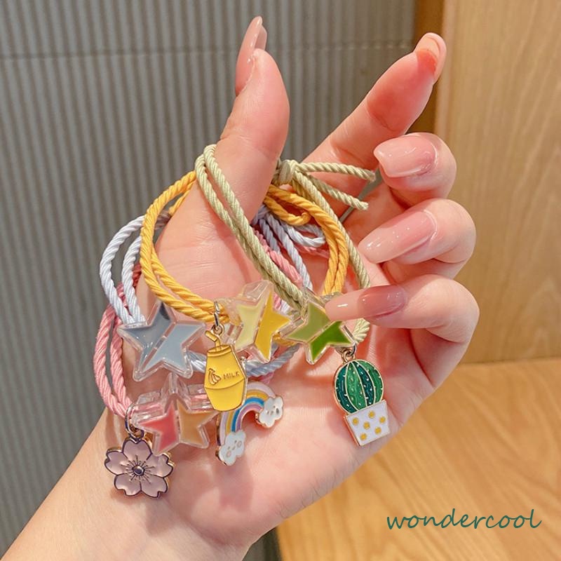 Bracelet Karet Gelang Kartun Lucu Kuning Bintang Bunga Pelangi Sakura Yakult Kaktus-Won