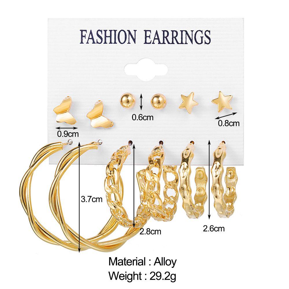 Lily 6pasang Anting Set Perhiasan Geometris Punk Vintage