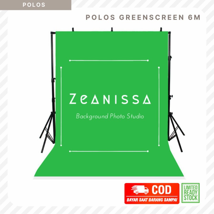 Kain Background Backdrop latar layar zoom vlog Foto polos besar hijau greenscreen 2.3x6meter