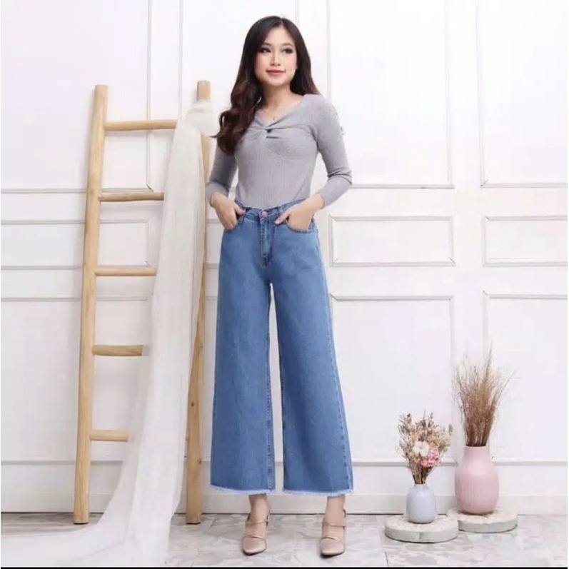 Celana Jeans kulot Rawis wanita/Kulot jeans rawis premium