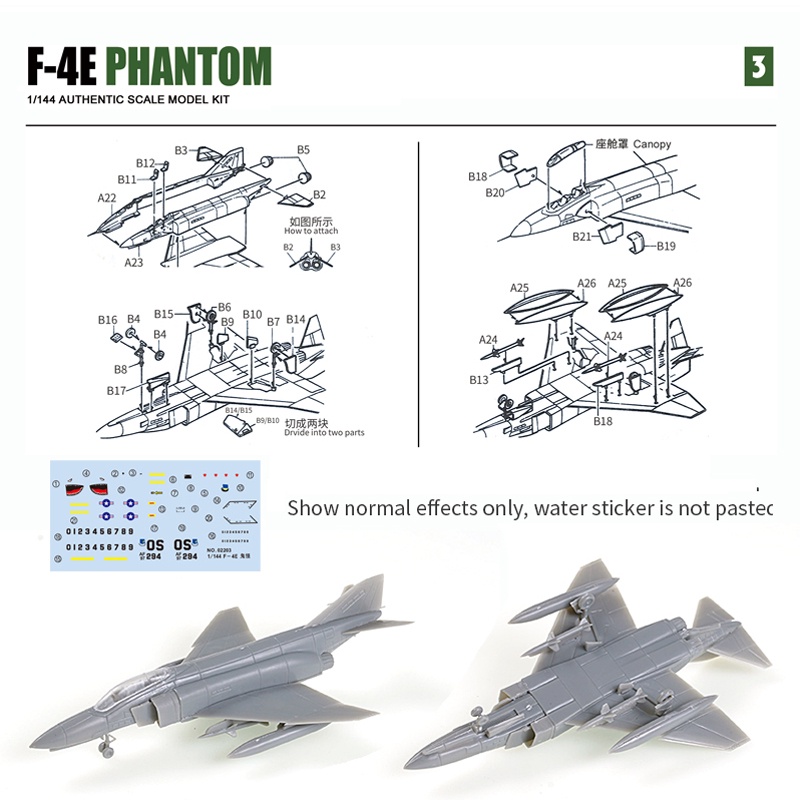 Mainan Simulasi Pesawat Tempur USA F14 Tomcat F15 Eagle F-4E Phantom Bahan Plastik Skala 1 / 144 Untuk Koleksi