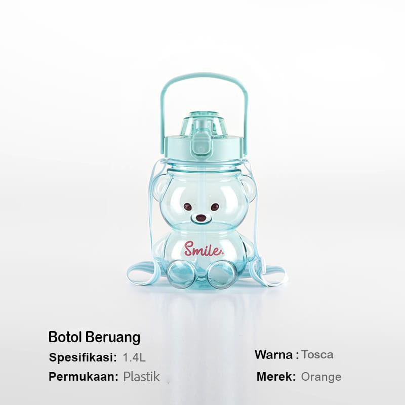 botol minum anak teddy bear botol minum kekinian 1.4 liter botol minum pelangi gratis sticker 2D dan 3D pasarmurah