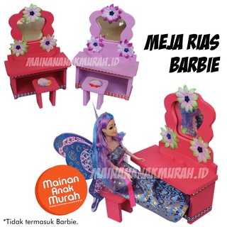 Ranjang Kasur  Tempat Tidur Kayu Boneka Barbie  Kelambu 