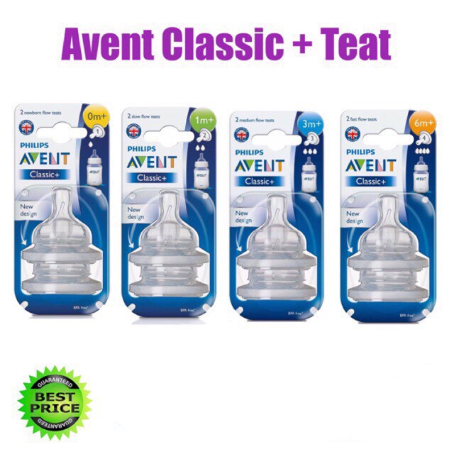 Nipple Philips Avent Teat Classic isi 2's karet dot klasik