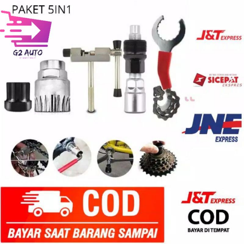 Kunci Sepeda 5in1/ Paket kunci Set sepeda/ Kunci BB KOTAK Tracker sprocket / Toolkit Sepeda