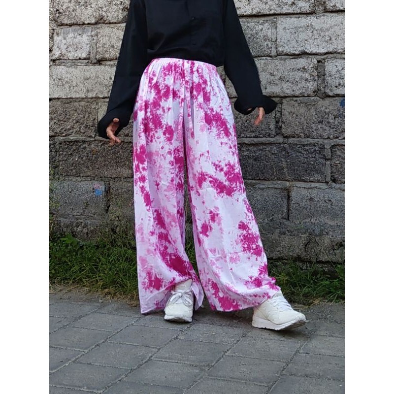 Celana Kulot Panjang Rayon Jumbo Tye Die Bali-1