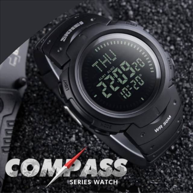 Arloji Jam tangan Compass Original 1231 - Jam Tangan Pria Sport Outdoor Digital Anti Air black green